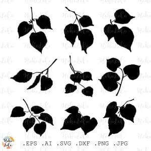 Linden Leaves Svg Silhouettes Cricut Stencil Dxf