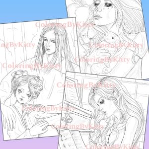 Single coloring page "Valentine's day set" "