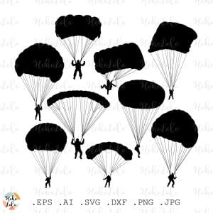 Skydiver Silhouette Svg Cricut Stencil Templates Dxf