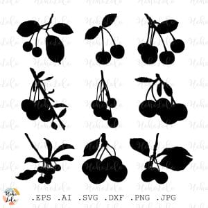 Cherry Silhouette Svg Cricut Stencil Templates Dxf