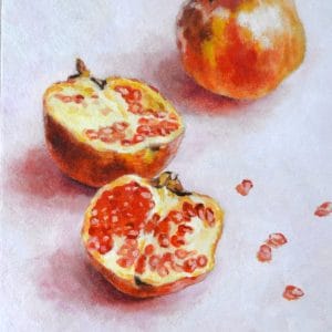 Pomegranates on pink, Oil painting, Wall Art, Still Life1