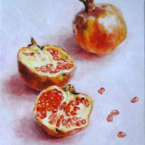 Pomegranates on pink, Oil painting, Wall Art, Still Life4