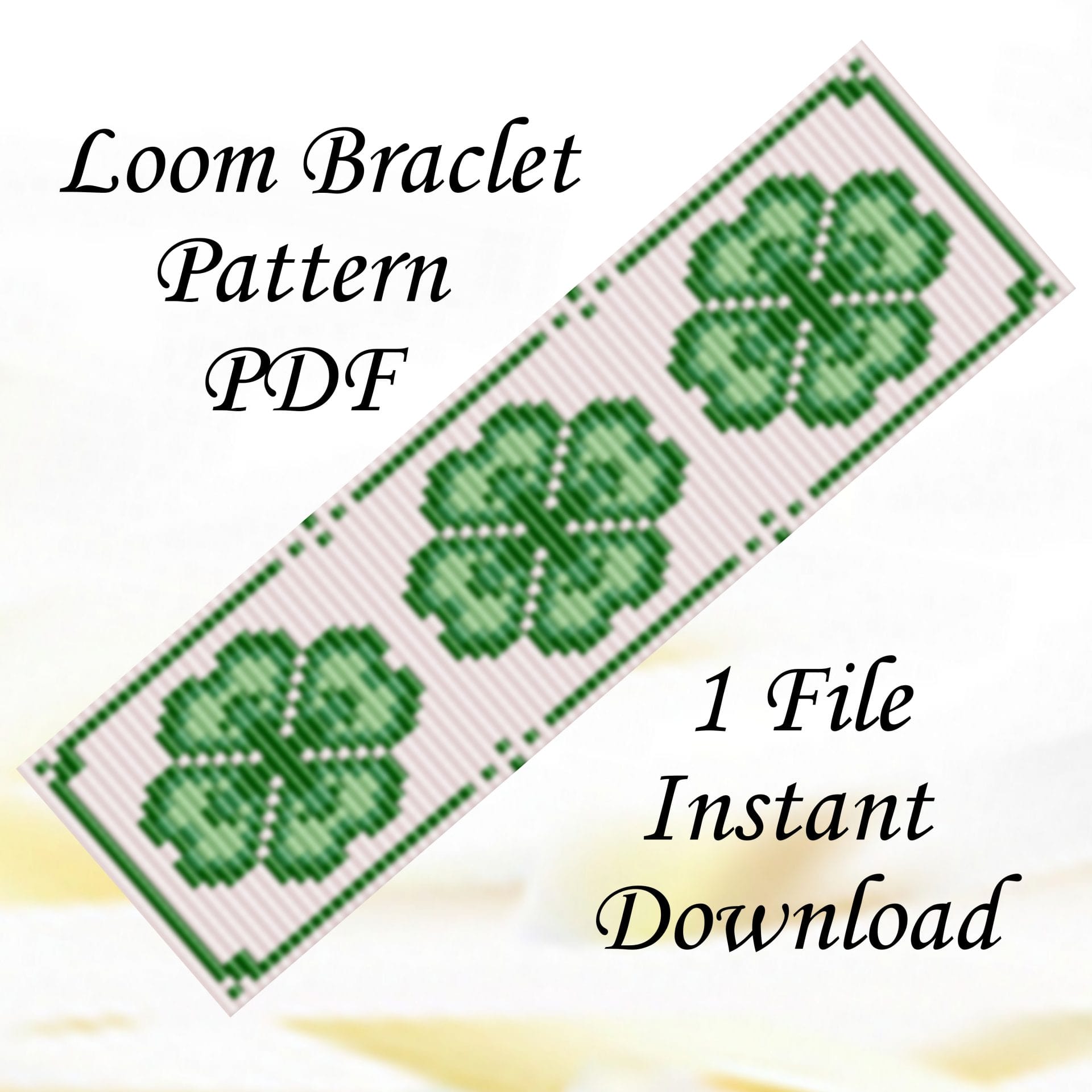 Loom beaded bracelet Four-leaf clover Miyuki delica PDF file
