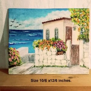 Painting Santorini House sea Original Art