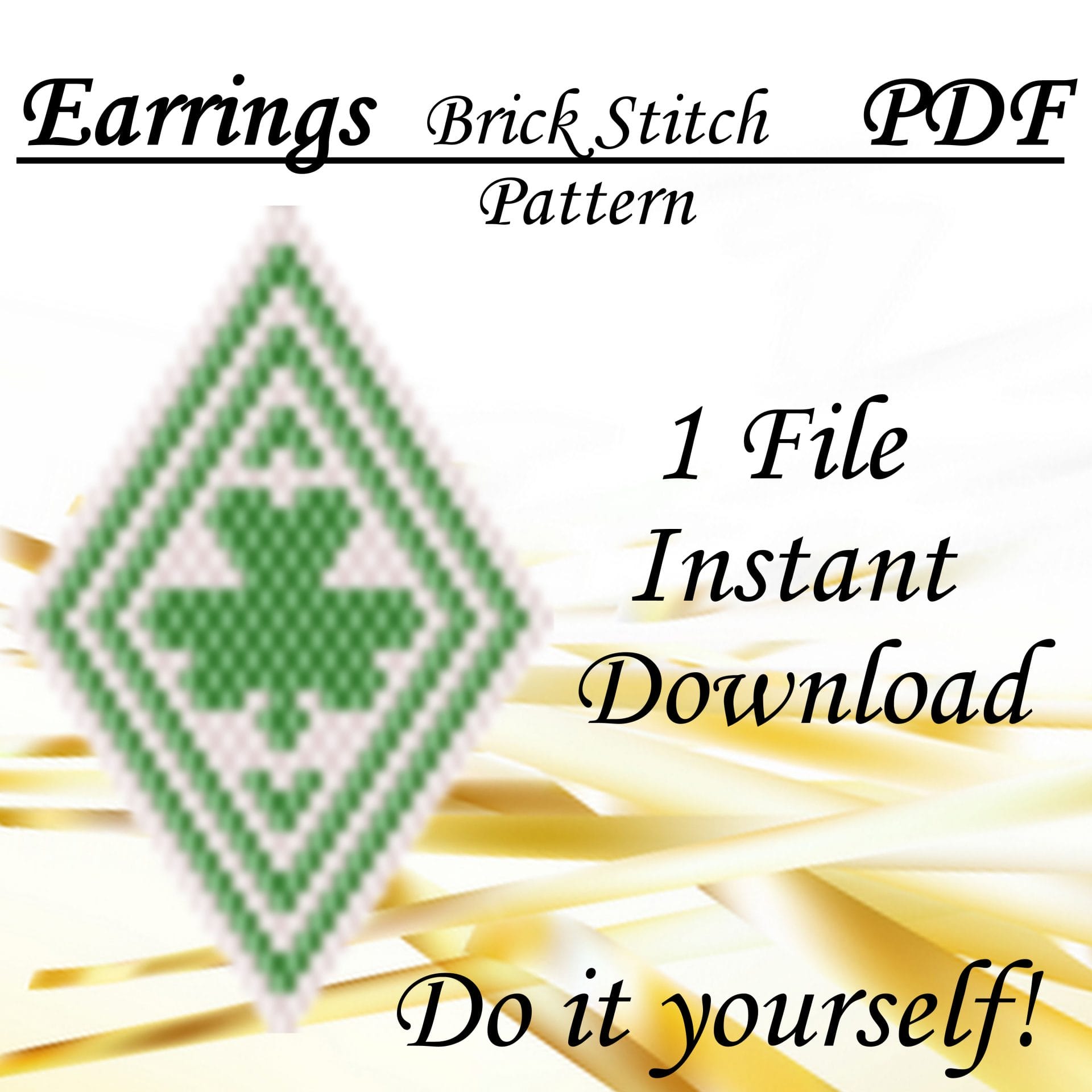 Earrings pattern bead brick stitch jewelry design PDF file
