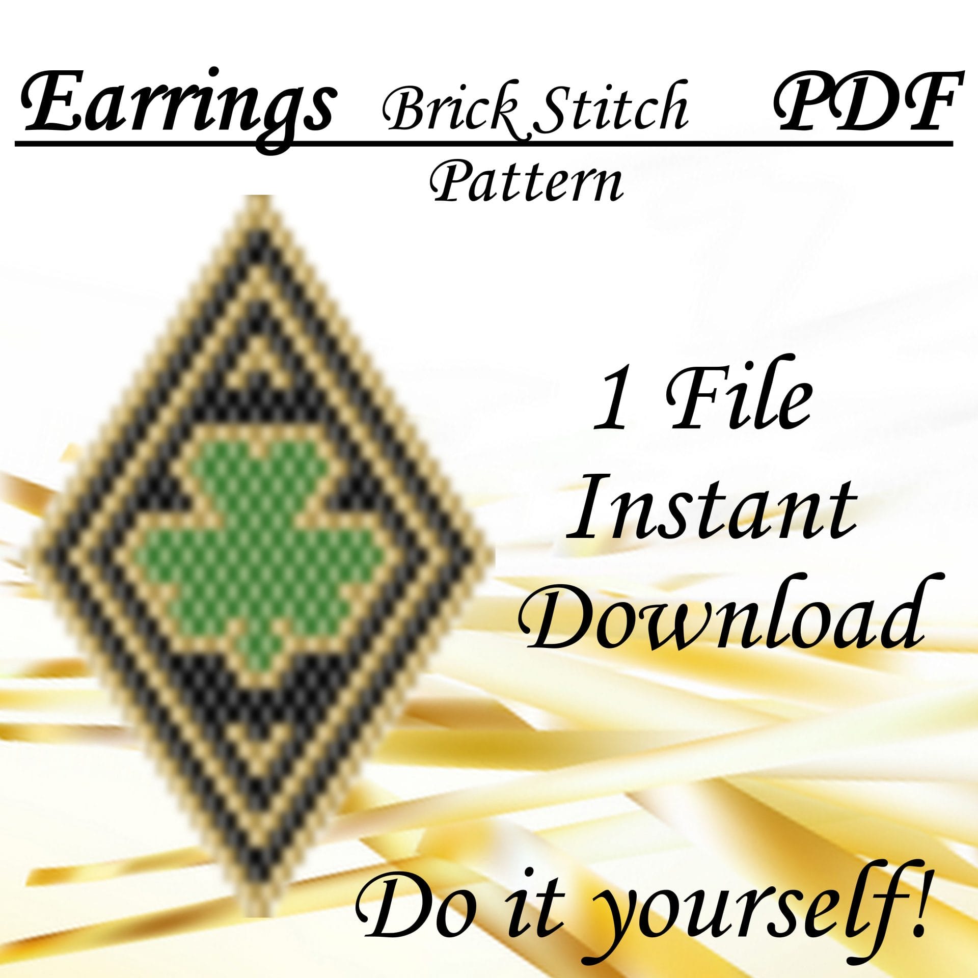 Shamrock Earrings beading pattern Brick stitch pattern PDF file
