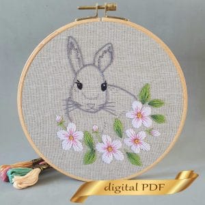 Easter bunny pattern, Easy embroidery digital