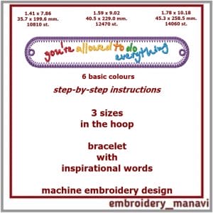 In the hoop Embroidery Bracelet with inspirational words