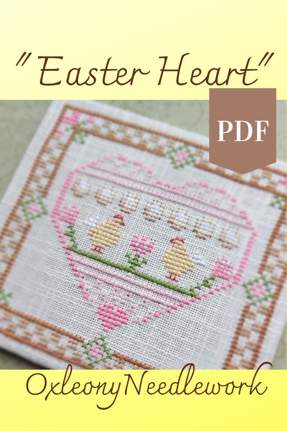 Easter Heart cross stitch pattern, Primitive Sampler 2 In the photo, cross-stitch pattern Easter heart