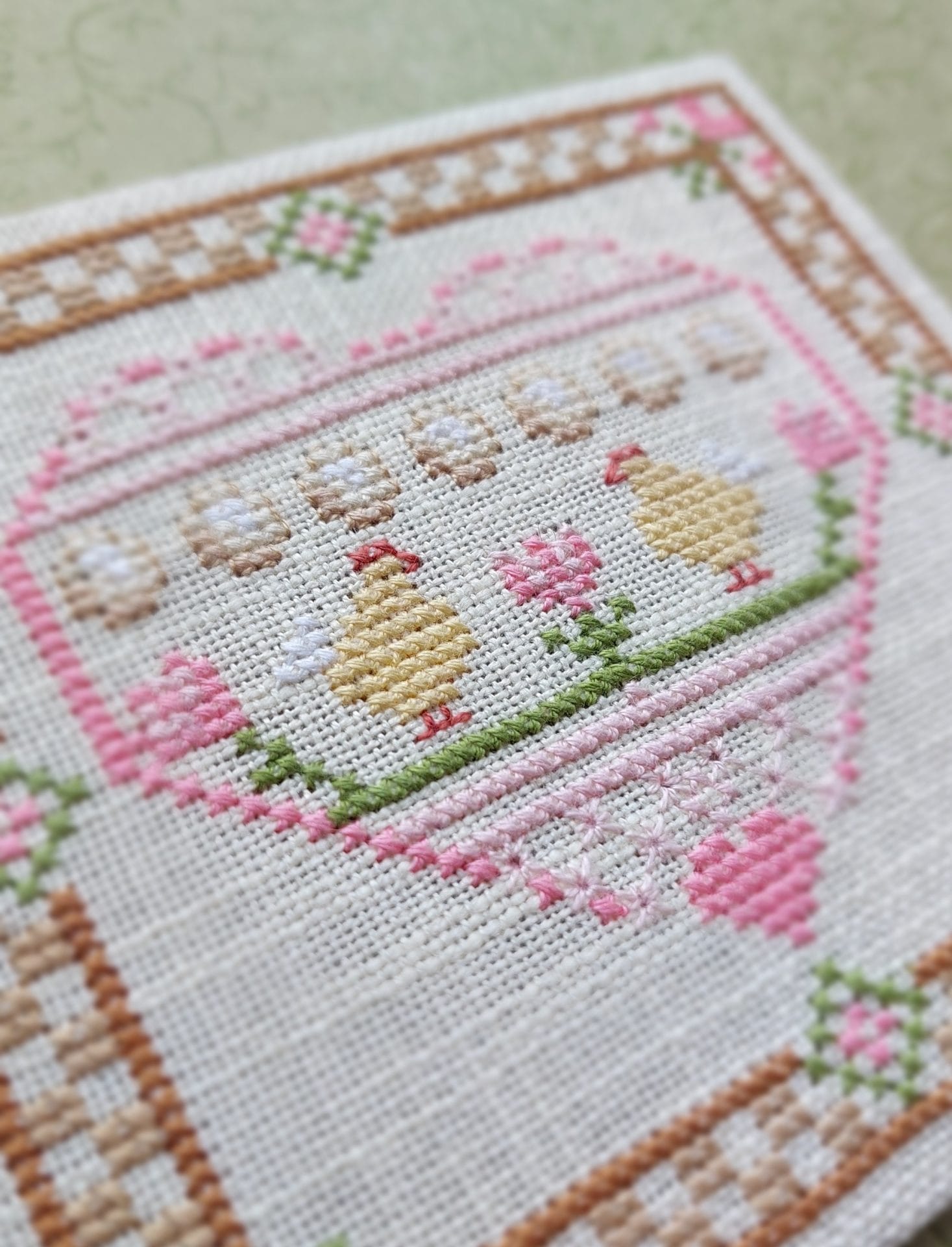 Easter Heart cross stitch pattern, Primitive Sampler 6 This is pattern PDF in a primitive style