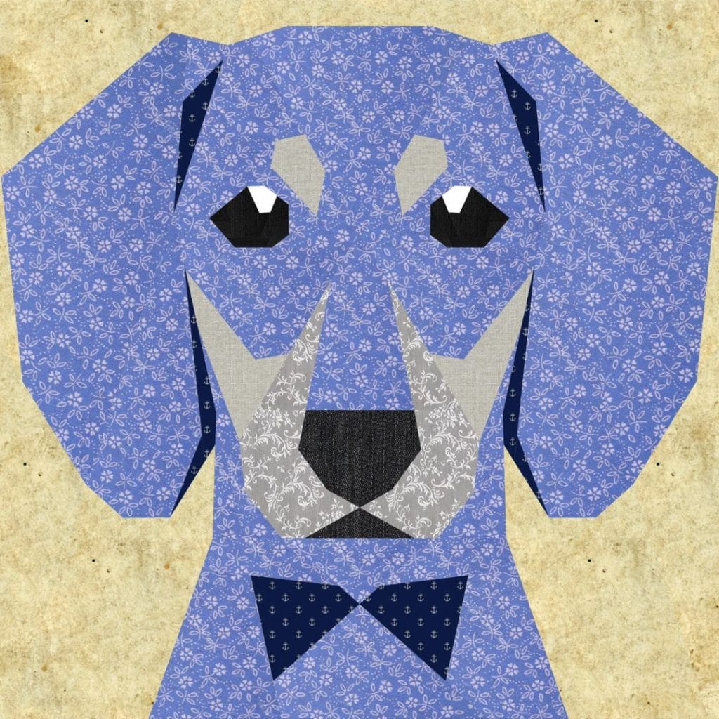 Dachshund quilt block patterns 4 versions paper piecing