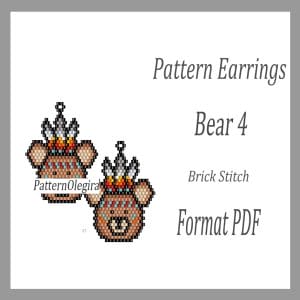 Bear earrings pattern Bear bead pattern Brick Stitch pattern Olegirabeadpatterns