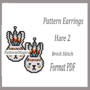 Hare 2 earrings pattern Hare bead pattern Brick Stitch pattern Olegirabeadpatterns