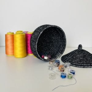 Silver black basket with lid 12 cm x 15 cm Free shipping