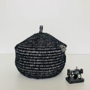 Silver black basket with lid 12 cm x 15 cm Free shipping