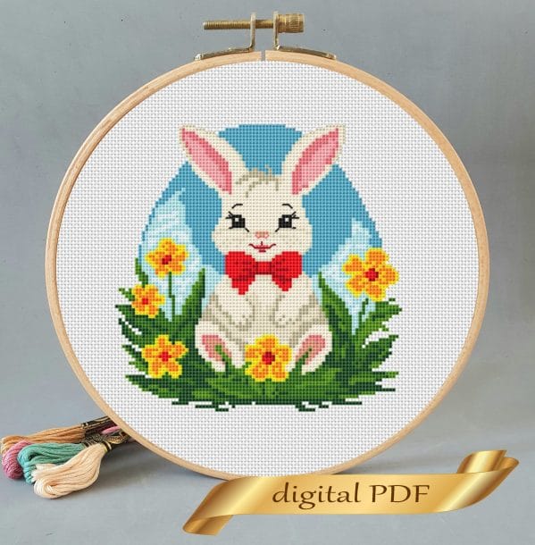 Easter bunny DIY cross stitch digital pattern PDF