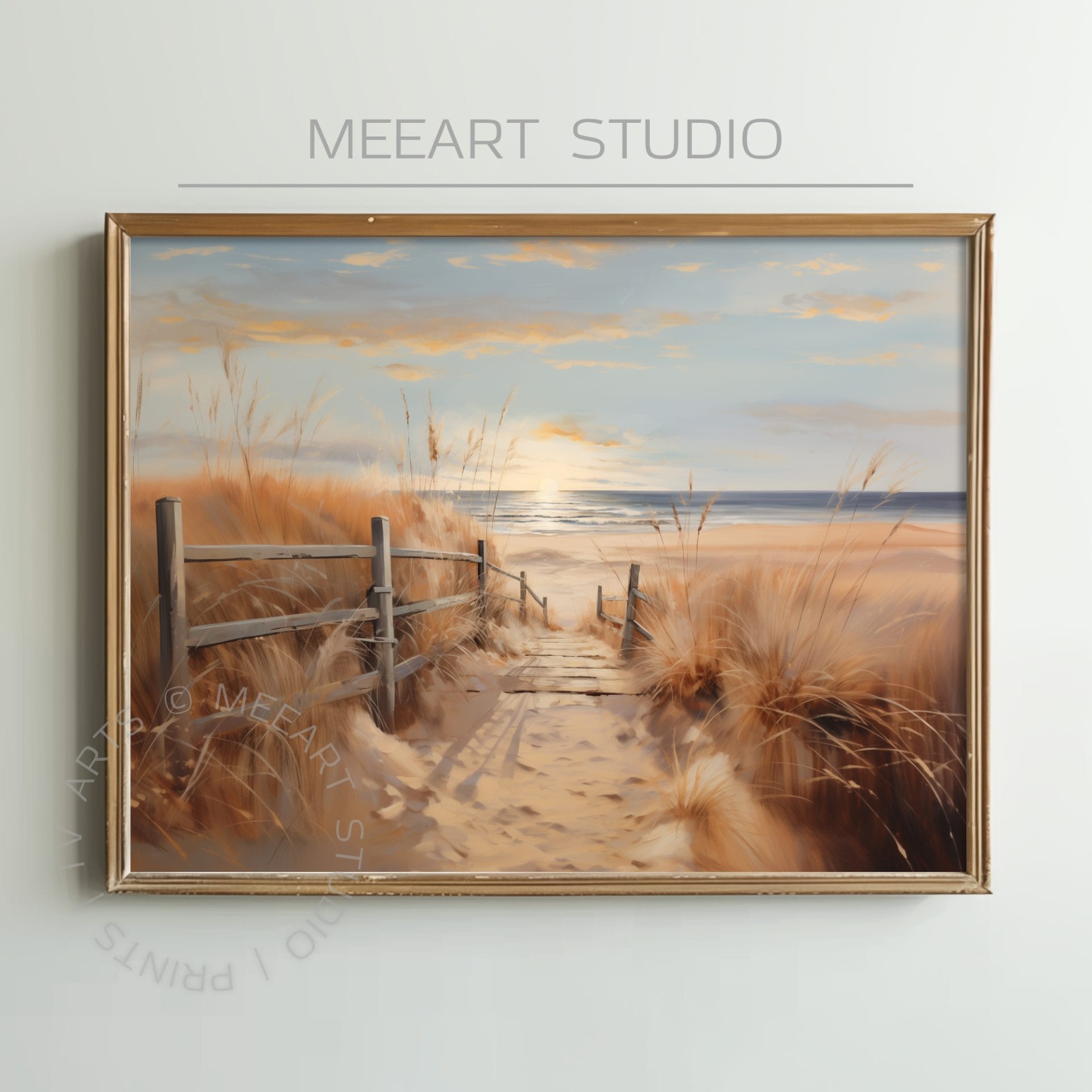 Coastal Serenity: Digital Beach Path Canvas Art