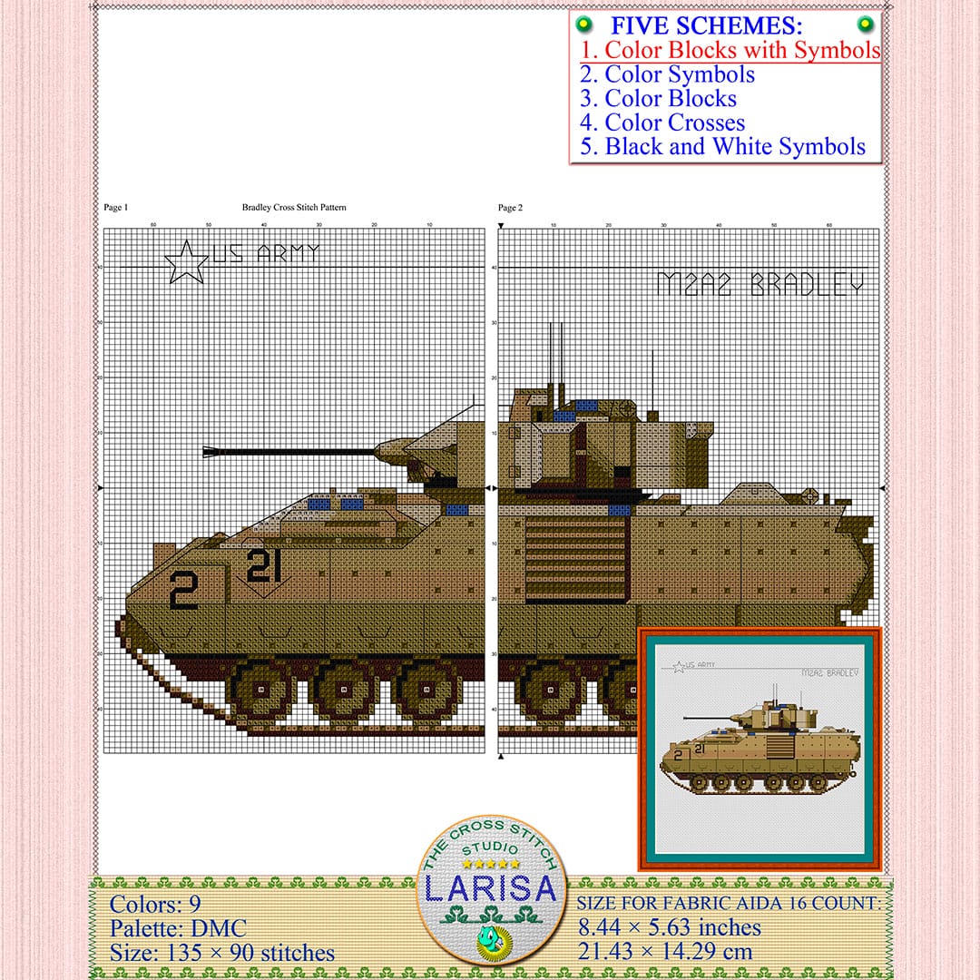 Bradley IFV Cross Stitch Pattern | M2 Bradley Chart 4 American M2A2 Bradley IFV stitch chart