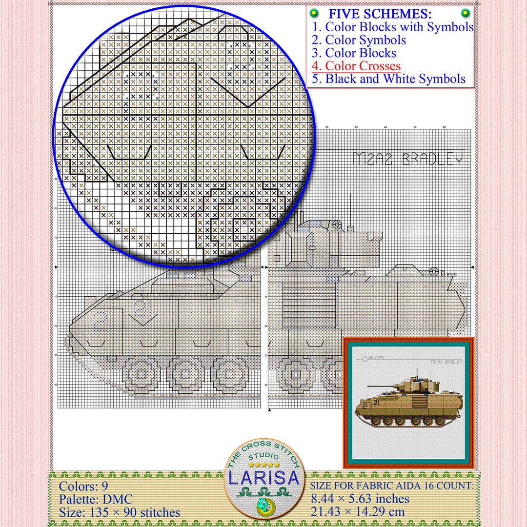 Bradley IFV Cross Stitch Pattern | M2 Bradley Chart 9 M2A2 Bradley IFV Cross Stitch Pattern
