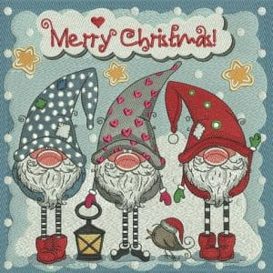 Christmas gnomes embroidery design