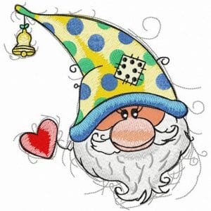 Valentine gnome embroidery design