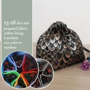 large dice bag with 6 pockets. Bag of holding. Fits for 150-200 dice