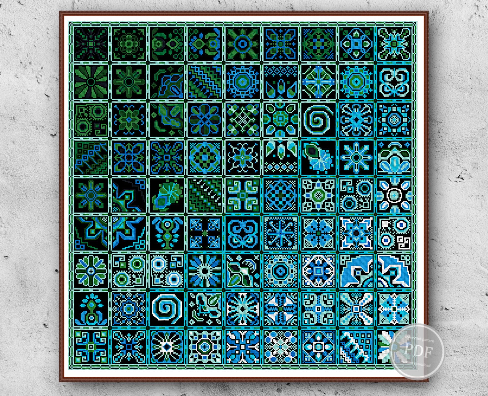 Cross Stitch Pattern Patchwork Tiles Geometric Squares – PDF 335