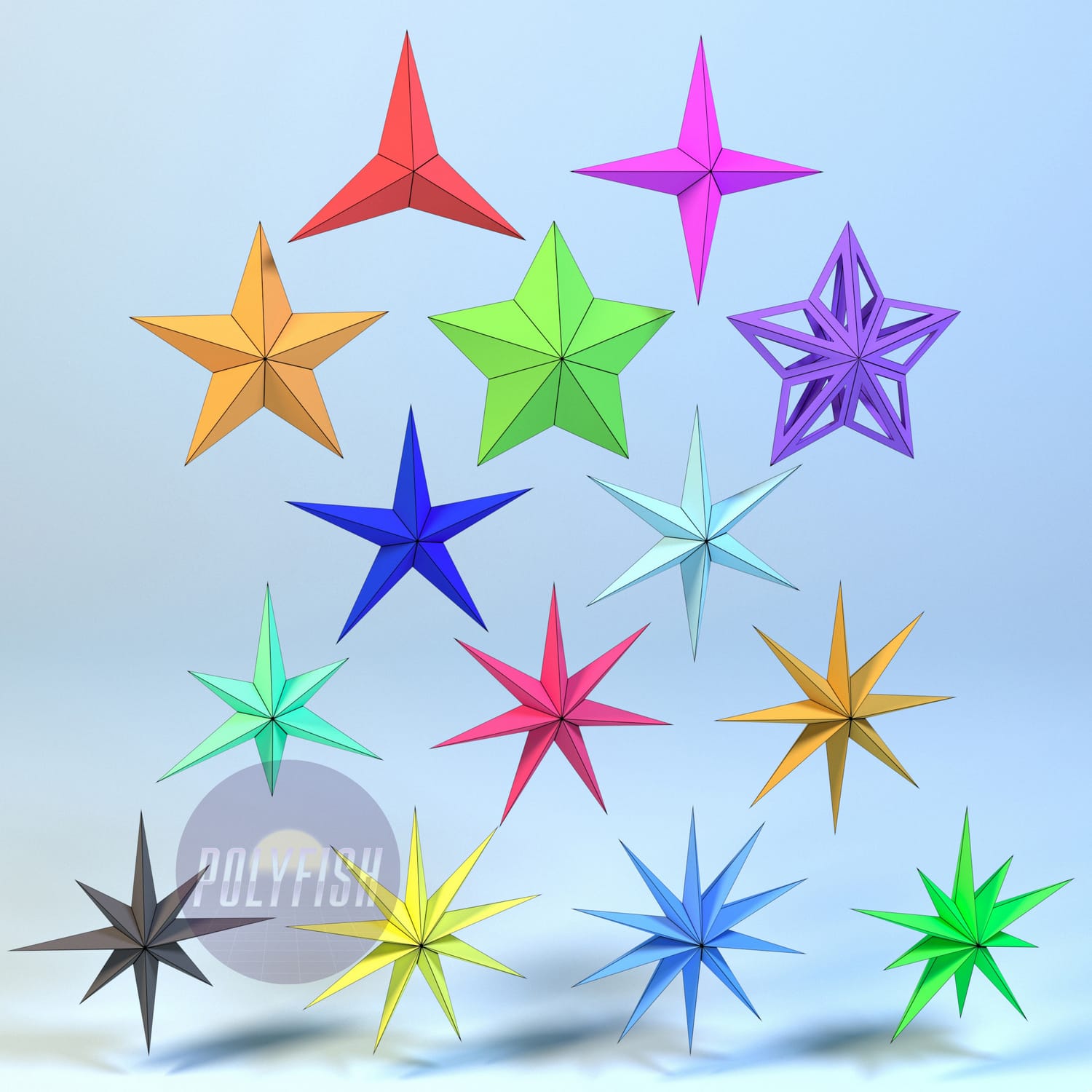 DIY Stars template Papercraft PDF
