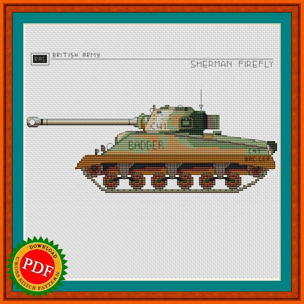 Sherman Firefly Cross Stitch Pattern | Medium Tank Sherman Firefly ...