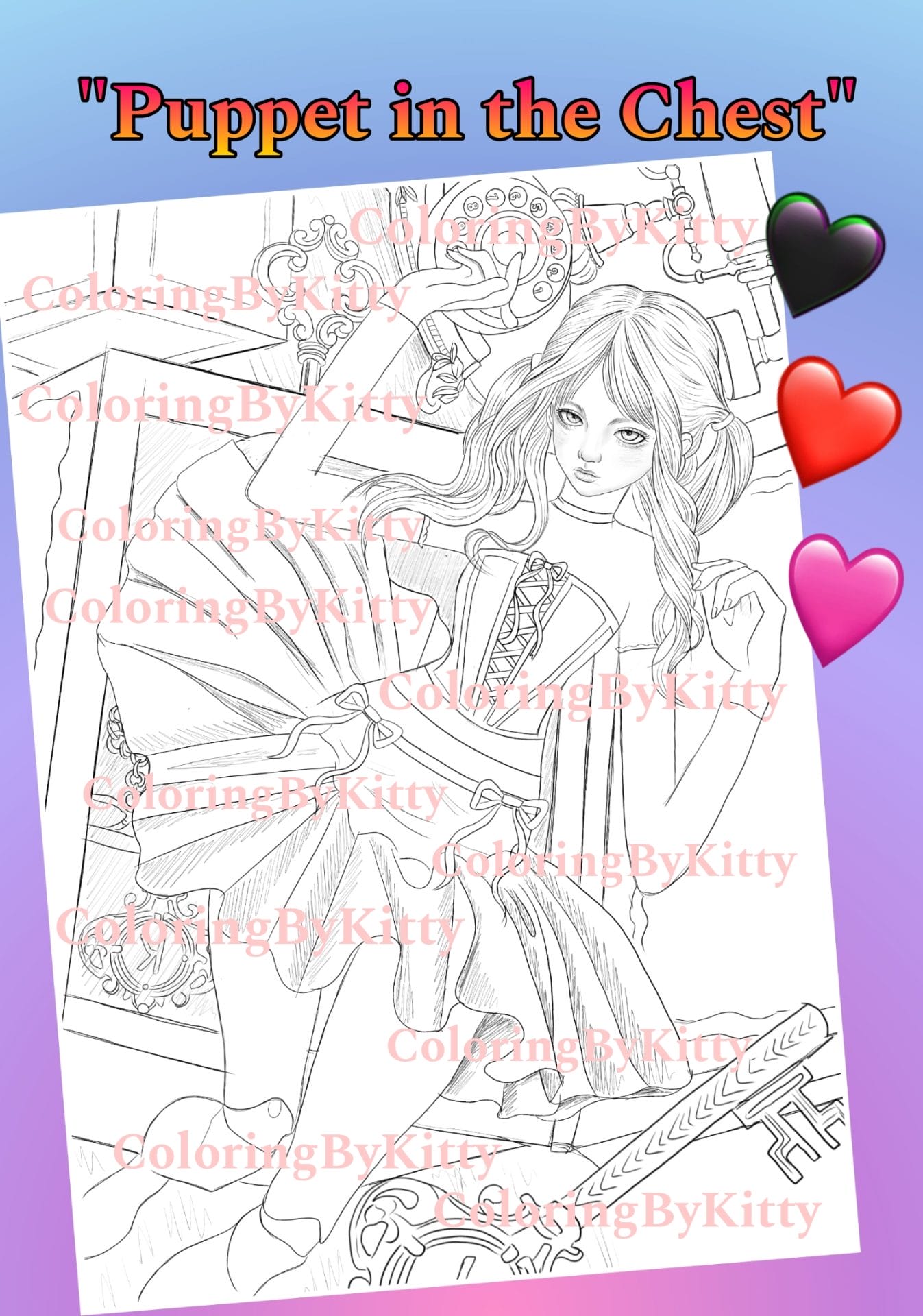 Single coloring page “Puppet in the Chest”