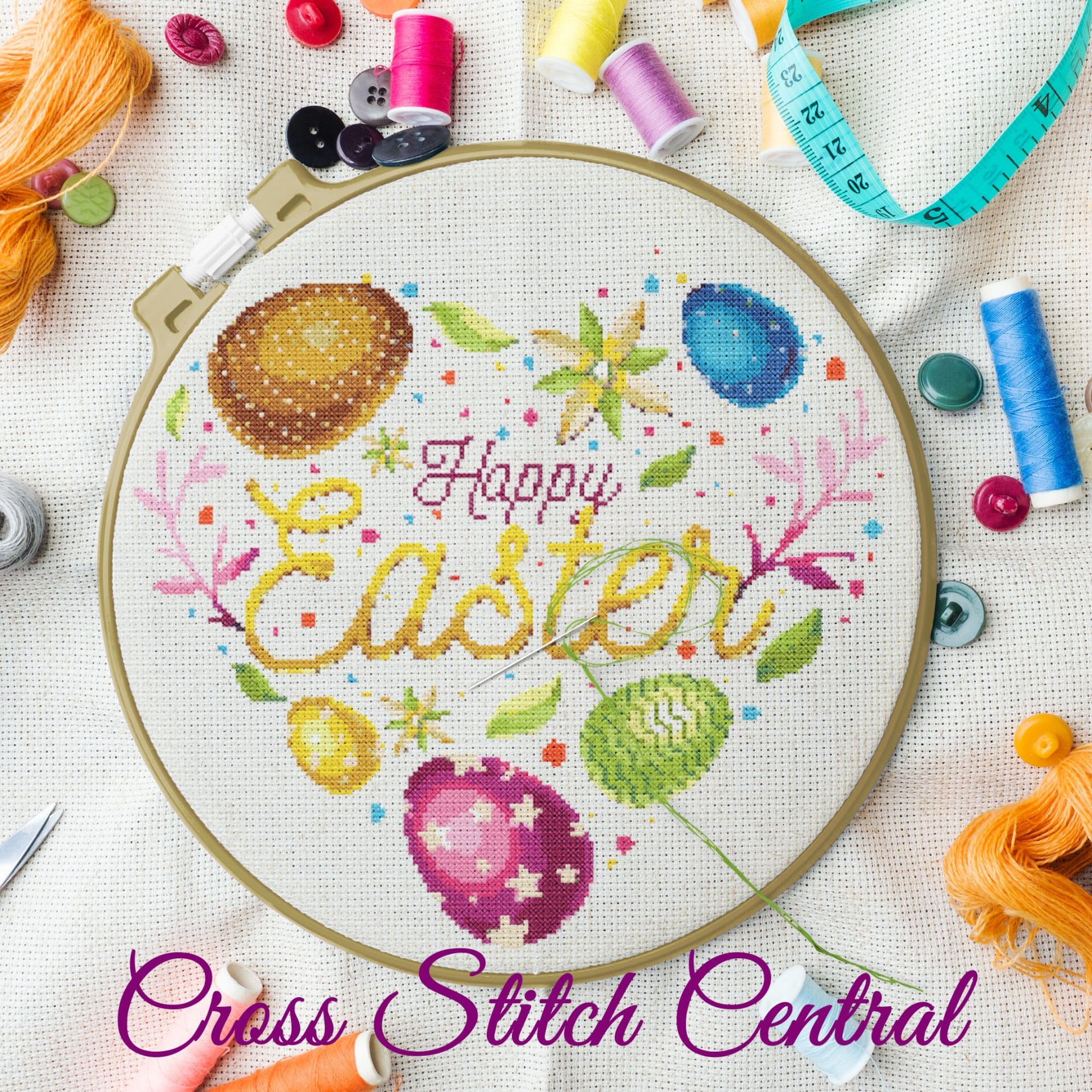 Happy Easter Cross Stitch Pattern PDF