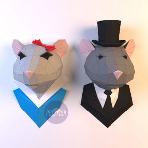 DIY Mr and Mrs Rat template Papercraft PDF