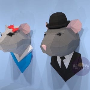 DIY Mr and Mrs Rat template Papercraft PDF