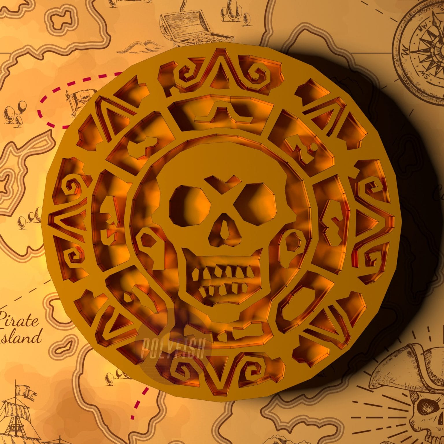 Chance Coin Papercraft DIY Aztec Coin template Papercraft PDF - Crealandia