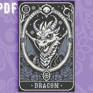 Cross stitch pattern Dragon Tarot Card