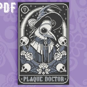 Cross stitch pattern Plague doctor Tarot Card