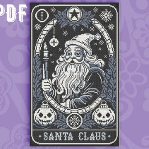 Cross stitch pattern Santa Claus Tarot Card