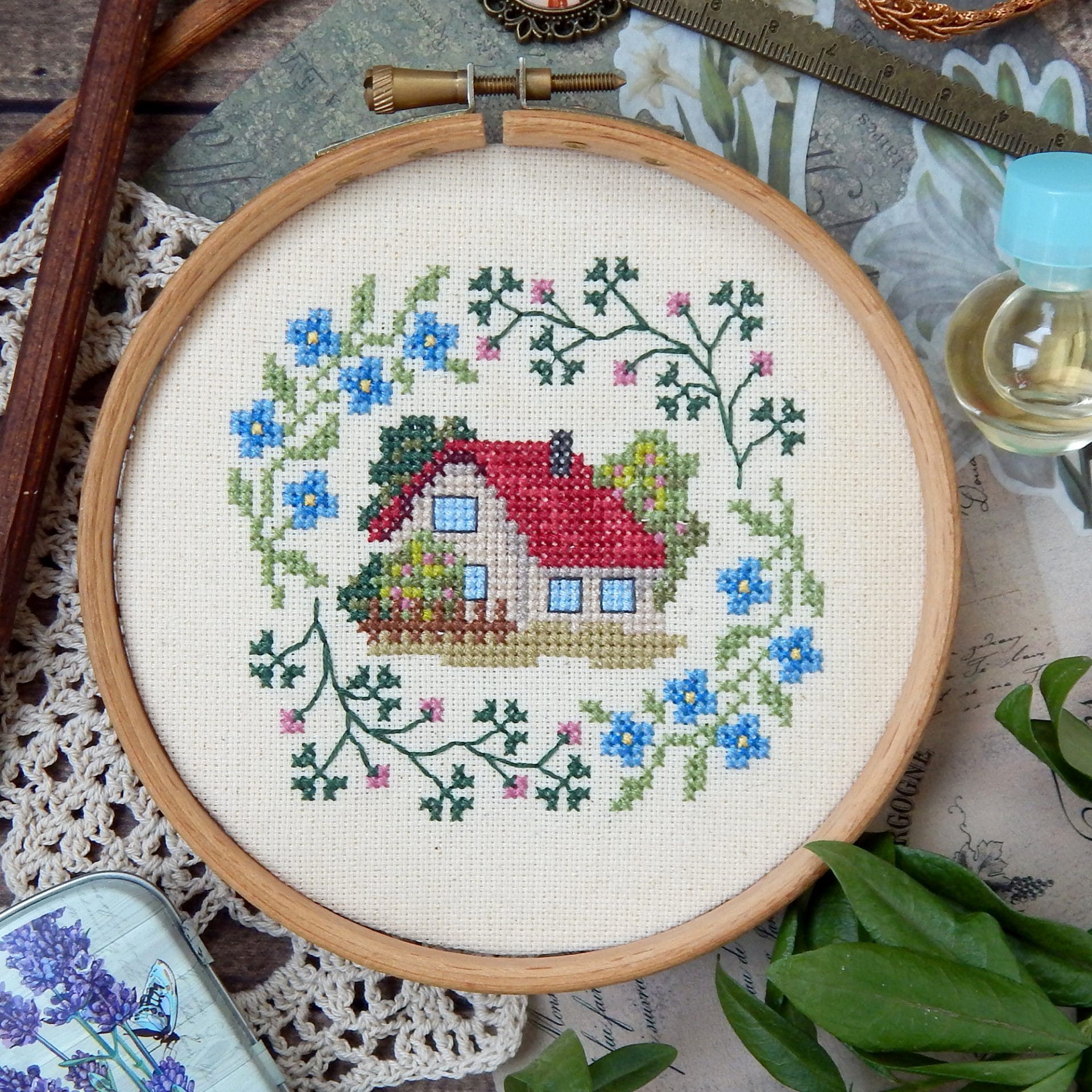 Spring Garden Cottage cross stitch pattern 1 Spring Garden Cottage cross stitch pattern
