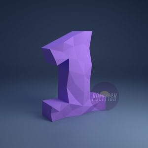 DIY Polygonal Digit 1 template Papercraft PDF