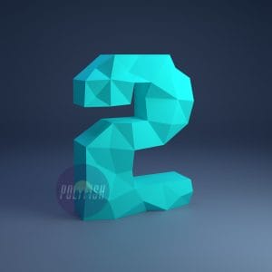 DIY Polygonal Digit 2 template Papercraft PDF