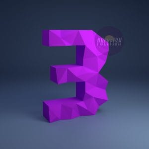 DIY Polygonal Digit 3 template Papercraft PDF