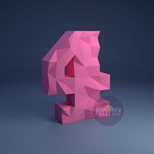 DIY Polygonal Digit 4 template Papercraft PDF