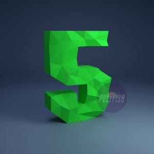 DIY Polygonal Digit 5 template Papercraft PDF
