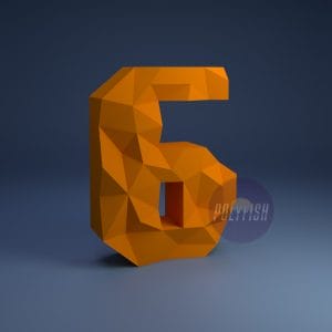 DIY Polygonal Digit 6 template Papercraft PDF