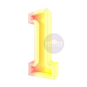 DIY Digit 1 with a Notch for Flowers or Balloons template Papercraft PDF