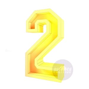 DIY Digit 2 with a Notch for Flowers or Balloons template Papercraft PDF