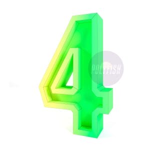 DIY Digit 4 with a Notch for Flowers or Balloons template Papercraft PDF