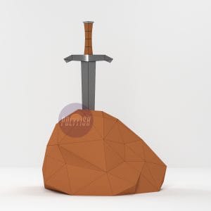DIY Sword in the Stone template Papercraft PDF