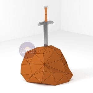 DIY Sword in the Stone template Papercraft PDF
