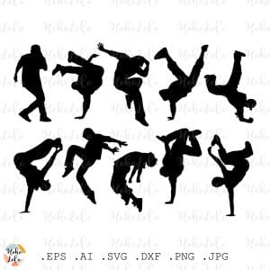 Dancing People Silhouette Svg Breakdancing Cricut